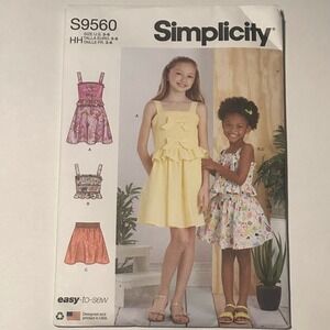 Simplicity‎ S9560 UNCUT Girls Dress Top Skirt Sewing Pattern Size 3-6